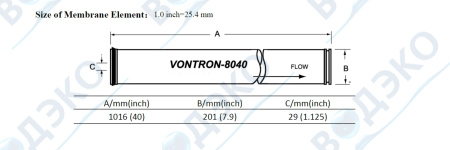 Мембрана обратноосмотическая Vontron 8" ULP22-8040