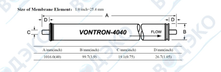 Мембрана обратноосмотическая Vontron 4" ULP31-4040